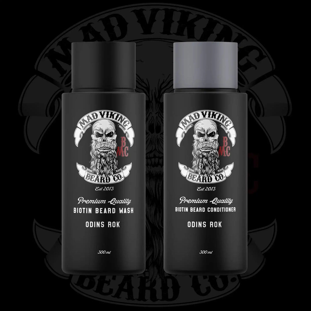 Biotin Beard Wash & Conditioner Combo | Two 10 oz Bottles | Mad Viking