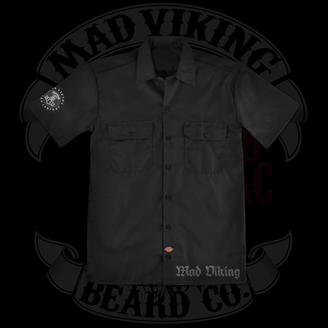 Mad Viking Skull Dickies Work Shirt - Live By The Axe - Die By The Axe
